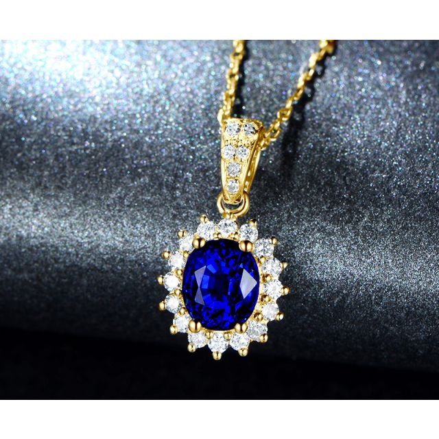 Pendentif Or jaune diamants et saphir 1.50cts