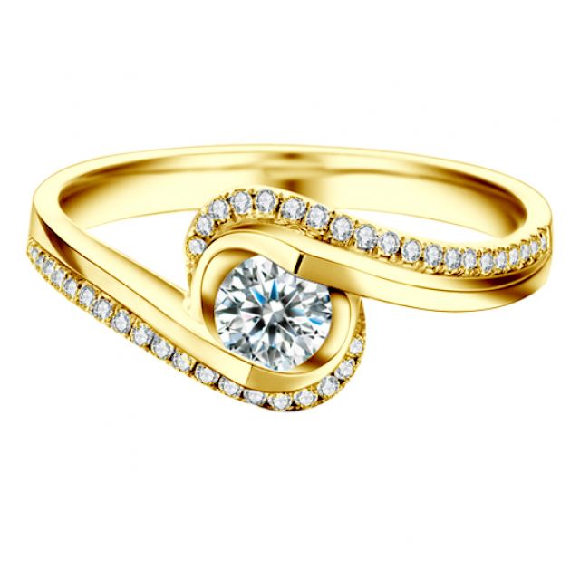 Solitaire A Une Passante -  Diamants & Or Jaune - Baudelaire  | Gemperles