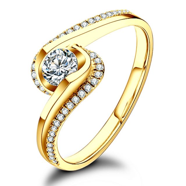 Solitaire A Une Passante -  Diamants & Or Jaune - Baudelaire  | Gemperles