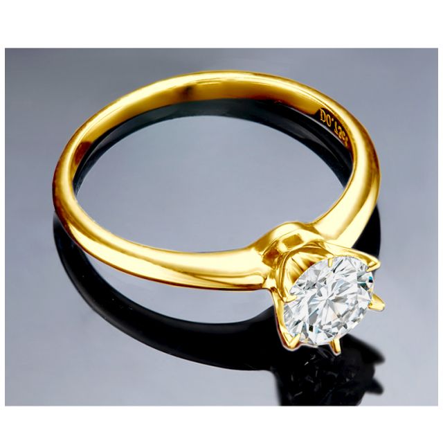 Solitaire en diamant taille brillant - Monture or jaune Timeless