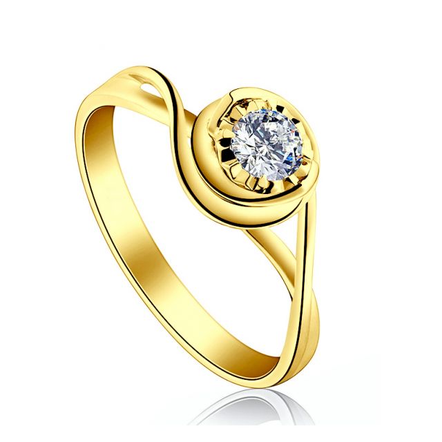 Solitaire bague ensorcelée - Diamant 0.15 carat - Or jaune 750/1000 | Gemperles