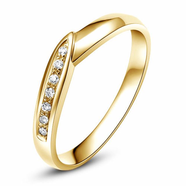 Alliance de mariage femme - Or jaune - Diamant