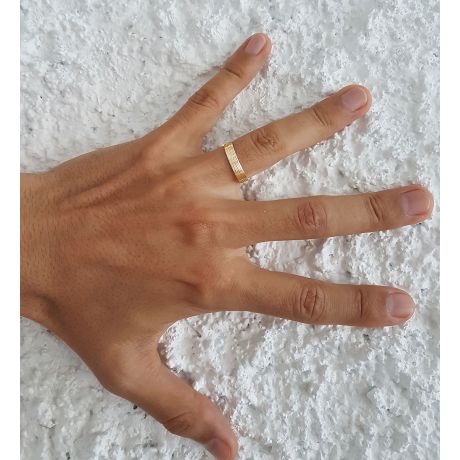 Alliance homme striée - Or jaune 18 carats | Une vie avec toi