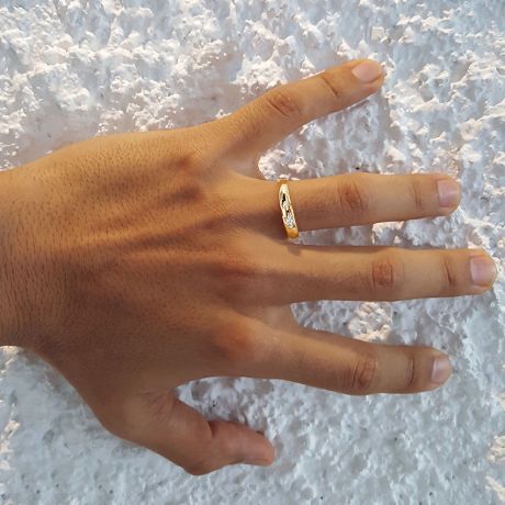 Alliance diamant et or rose - Anneau Homme