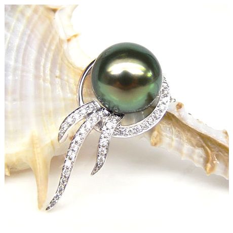Pendentif océan - Perle de Tahiti - Or blanc, diamants