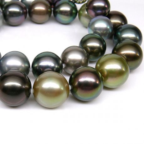 Collier perle Tahiti - Perles de culture multicolores - 12/14mm, AAA
