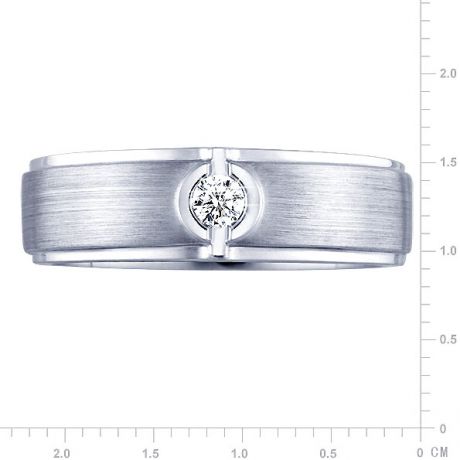 Bague Homme or blanc. Diamant solitaire. Or 750/1000 brossé et poli | Lorenzo