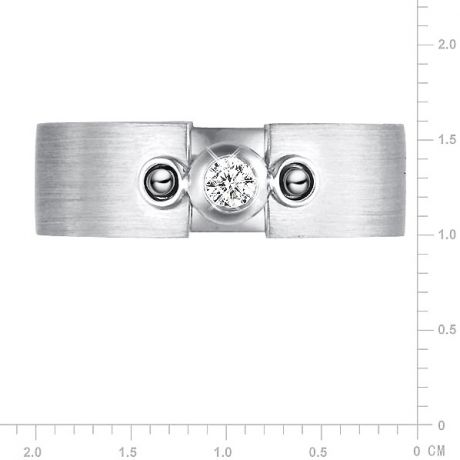 Bague en or pour homme - Or blanc brossé 18cts - Diamant 0.083ct