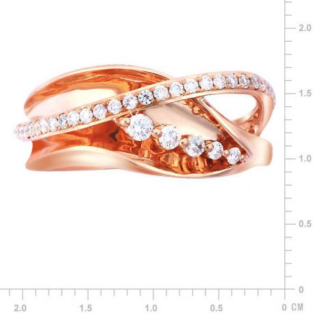 Fiançaille bague - Bague en or rose 18cts - 35 Diamants de 0.33ct