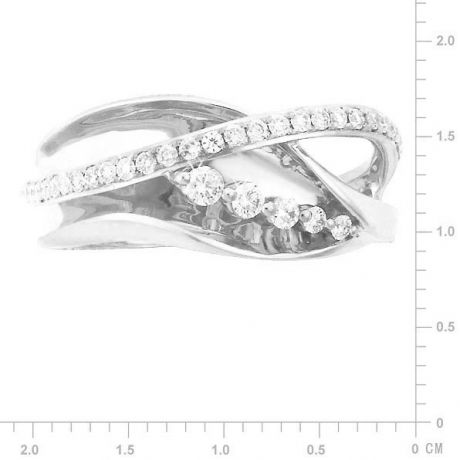 Fiançaille bague - Bague en or blanc 18cts - 35 Diamants de 0.33ct