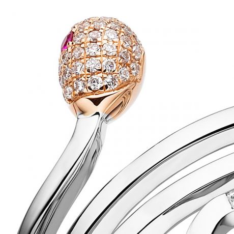 Bague 2 ors - Allumette or blanc et rose - Diamants 0.11ct