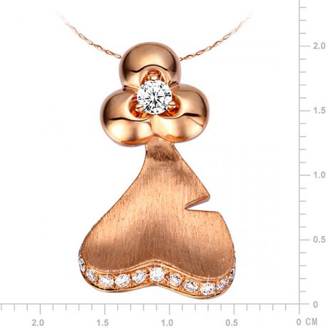 Pendentif nature or rose et diamants 0.20ct - Création joaillière