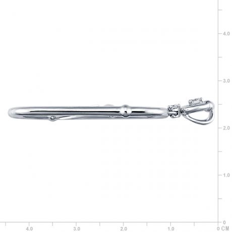 Pendentif végétal raffiné - Bambou incurvé or blanc - Diamants 0.20ct