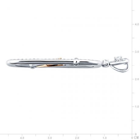 Pendentif bambou majestueux - 2 ors blanc et jaune - Diamants 0.50ct