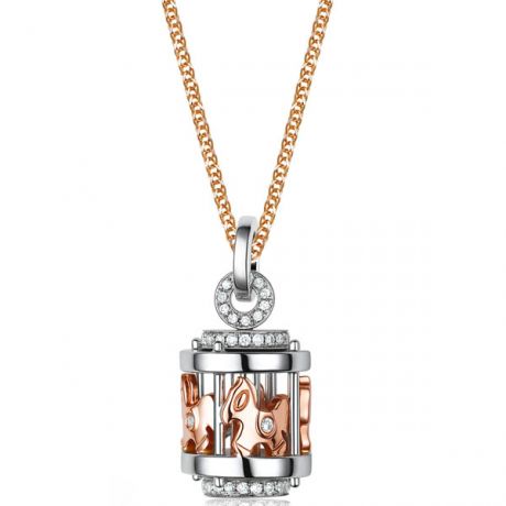 Pendentif 2 ors du cheval à bascule - Manège mobile - Diamants 0.17ct