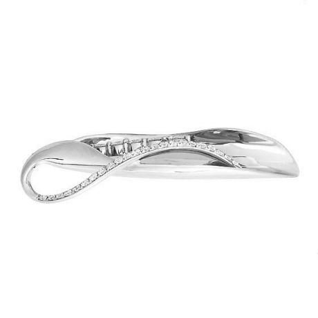 Pendentif végétal or blanc au style limpide - Tige en diamants