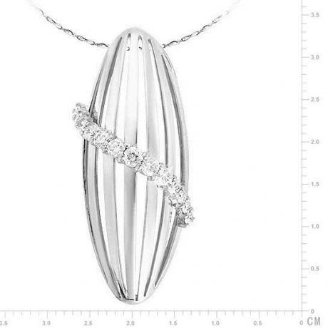 Pendentif barette or blanc 18cts - Courbe diamants gracieux