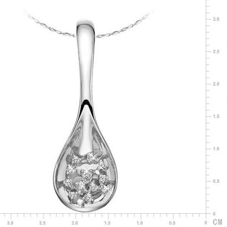 Pendentif cuillère or blanc - Coeur diamants sertis petites griffes