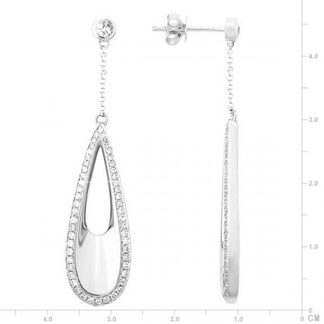 Boucles d'oreilles créatives type gouttes d'eau - Or blanc, diamants