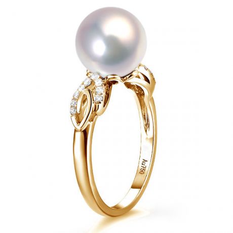 Bague du couple danseur - Perle eau douce - Or jaune 18cts, diamants
