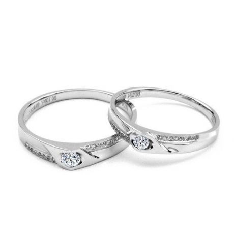 Alliances Duo solitaires diamants - Alliances modernes Or blanc 18cts