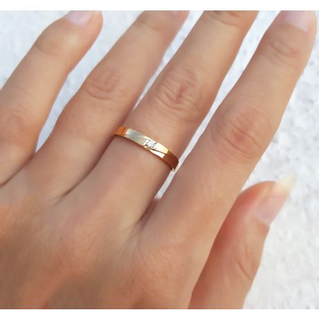 Alliance diamant sertissage demi clos - Métal or jaune 18cts - Femme