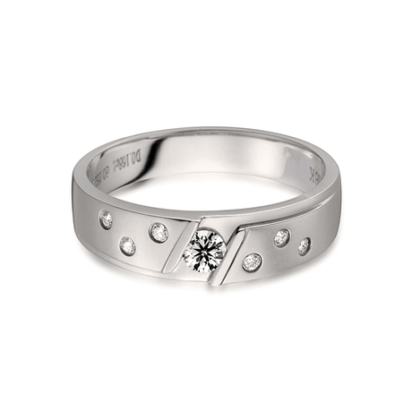 Bague alliance constellation diamantée - Platine - Homme | Mirabeau