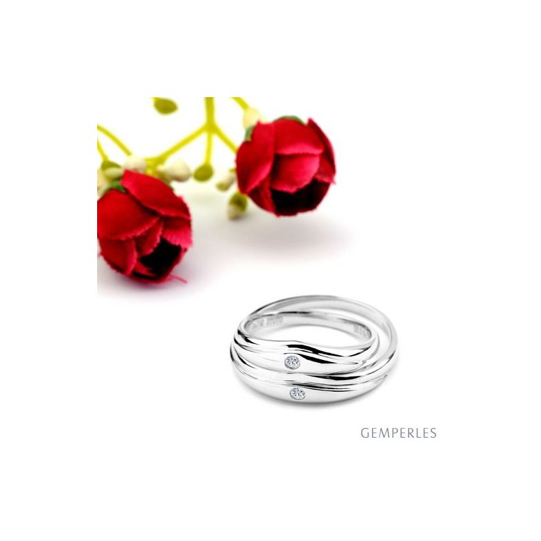 Modèles alliances mariage - Alliances duo classiques - Platine, diamants - 3