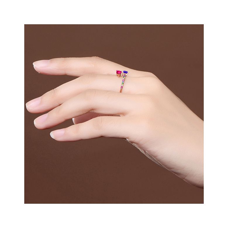 Bague signaux inversés. Or rose, Saphirs - 7