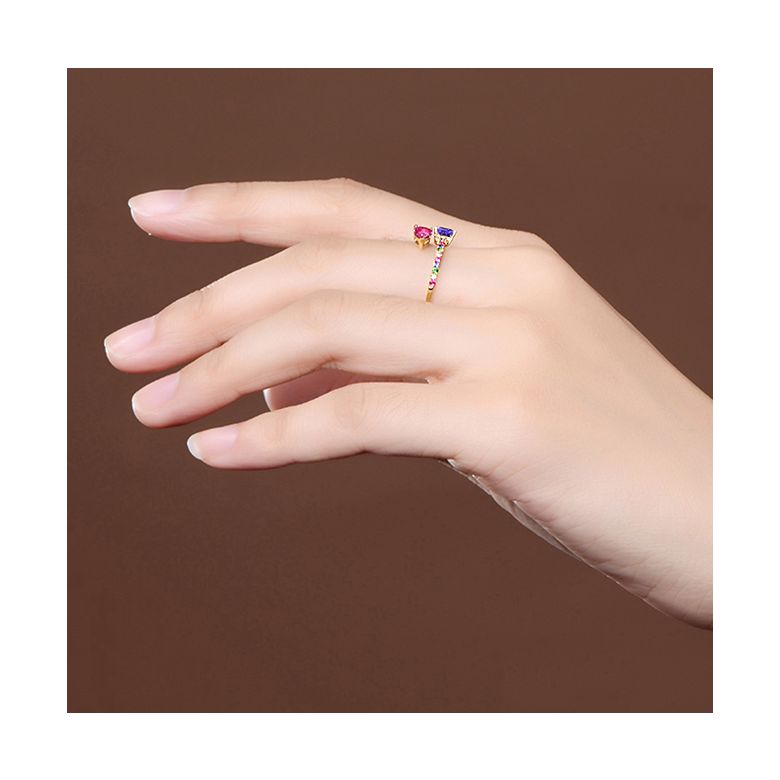Bague signaux inversés. Or jaune, Saphirs - 7