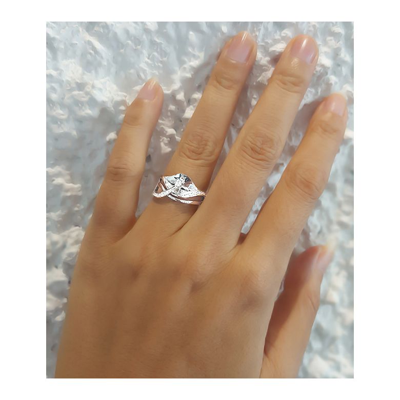Bague or diamant - Or blanc 18 carats - Diamants 0.109ct - 2