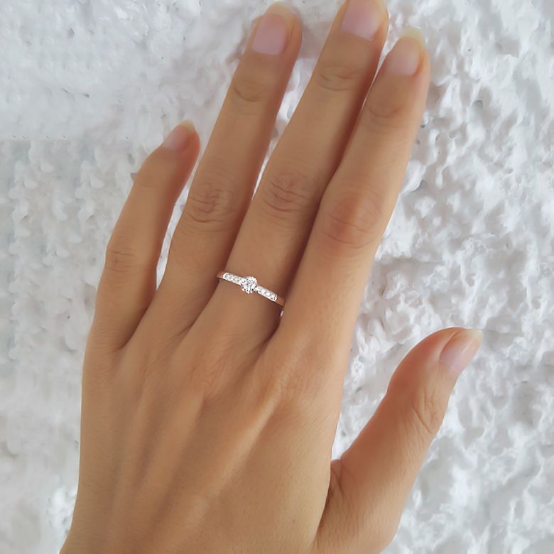Bague Alliance Solitaire en Platine & Diamants | Gemperles - 6