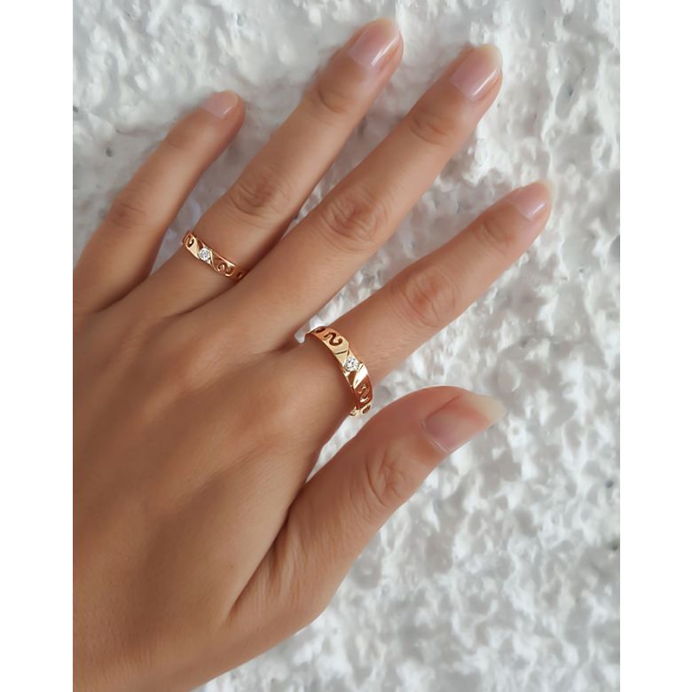 Mes alliances de mariage - Alliances Duo originales or jaune, diamants - 1