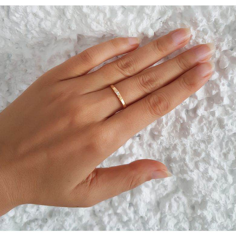 Alliance mariage originale - Alliance Femme - Or jaune - Diamant - 2