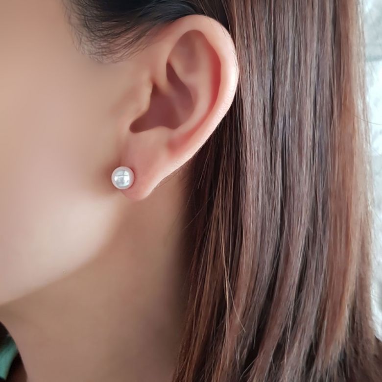 Boucles d'oreilles perles Akoya blanches. 8/8.5mm. GEMME. Or jaune - 4