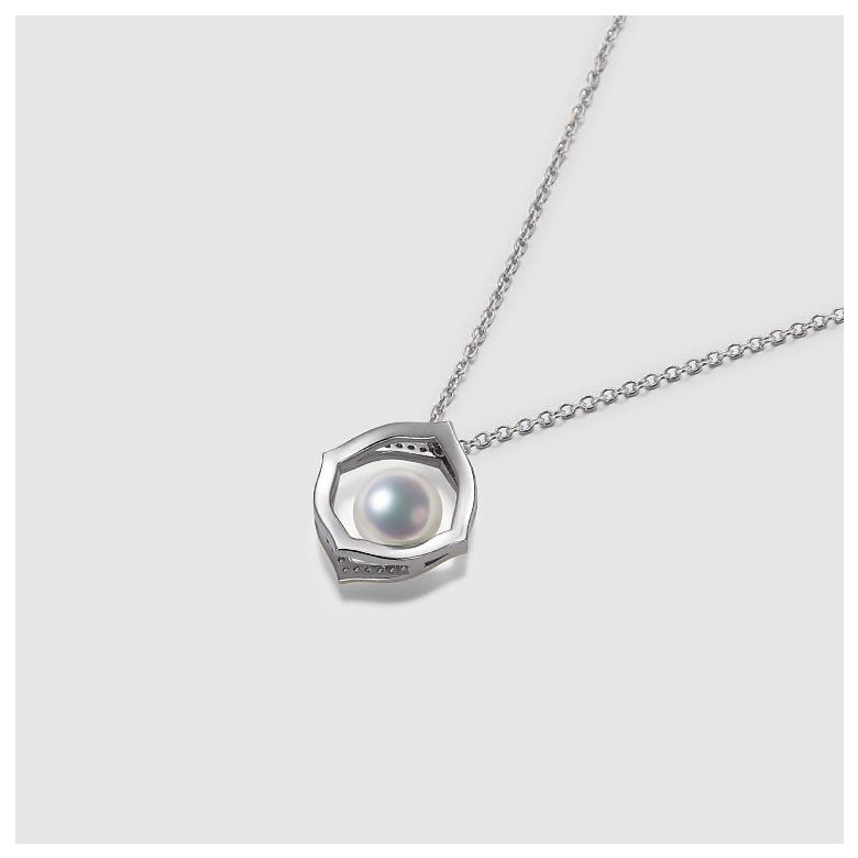 Pendentif or blanc perle culture Akoya, Diamant - Coco Chanel - 4