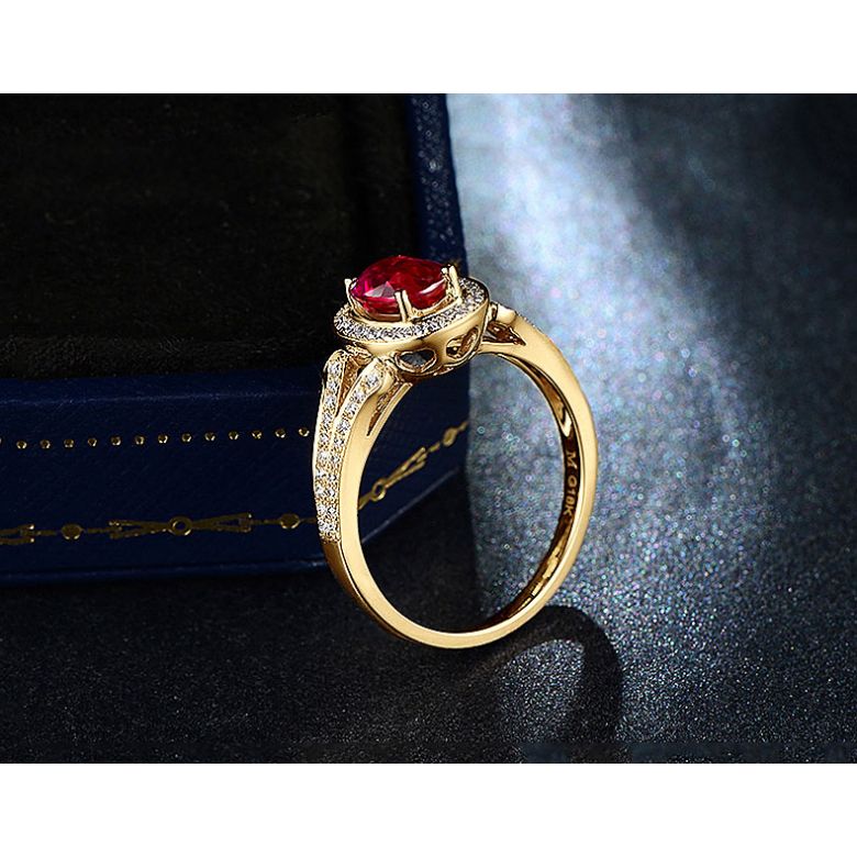 Bague Mogok, rubis de Birmanie.  Or jaune et diamants | Mogok - 7