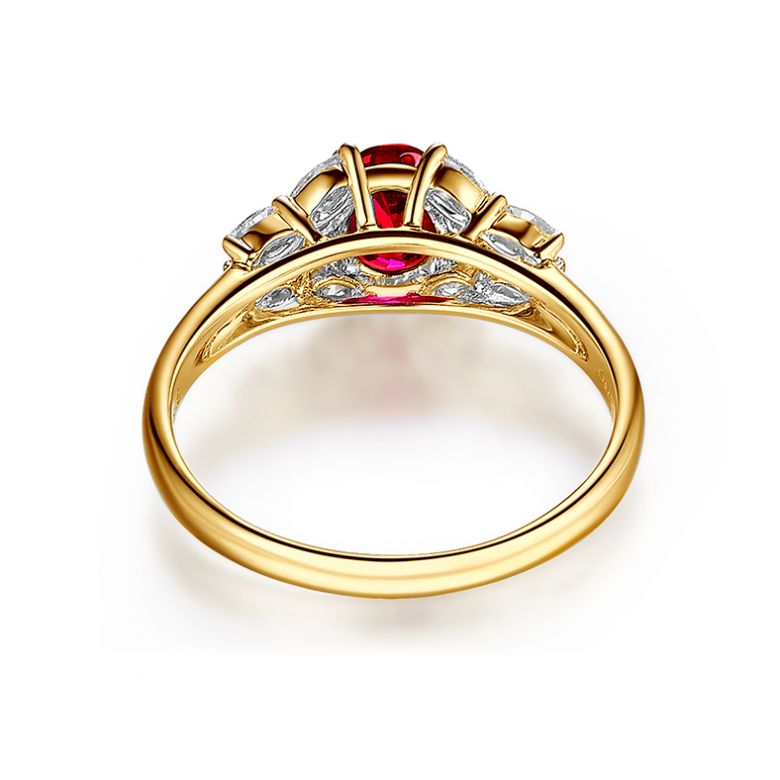 Bague Fiancaille Carlita Rubis Diamants Or Jaune - 3