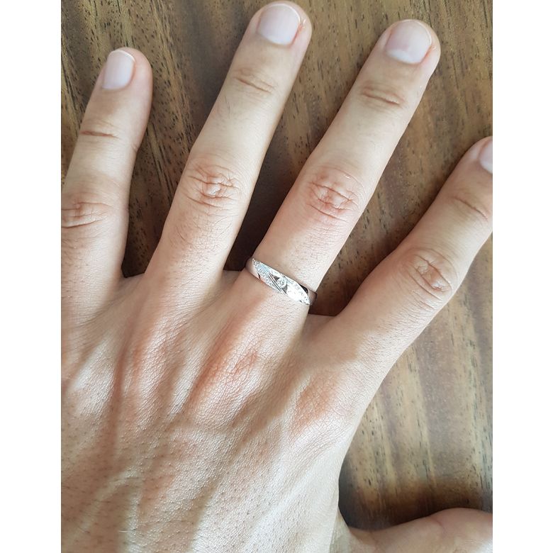 Alliance Étoile - Alliance or blanc diamants - Alliance Homme - 2