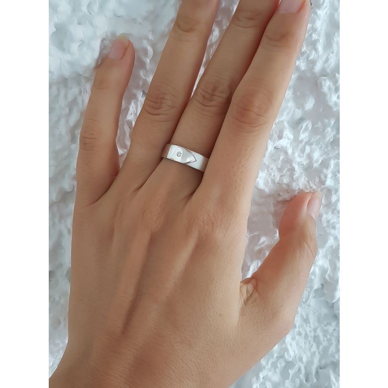 Alliance moderne et sobre pour Homme - Or jaune 750/1000  - Diamant - 2