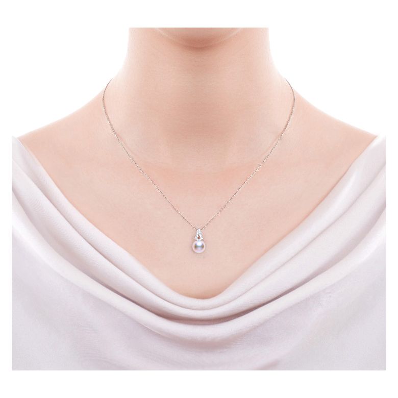 Pendentif et Boucles Michiko. Perles Akoya, Or blanc, diamants - 2