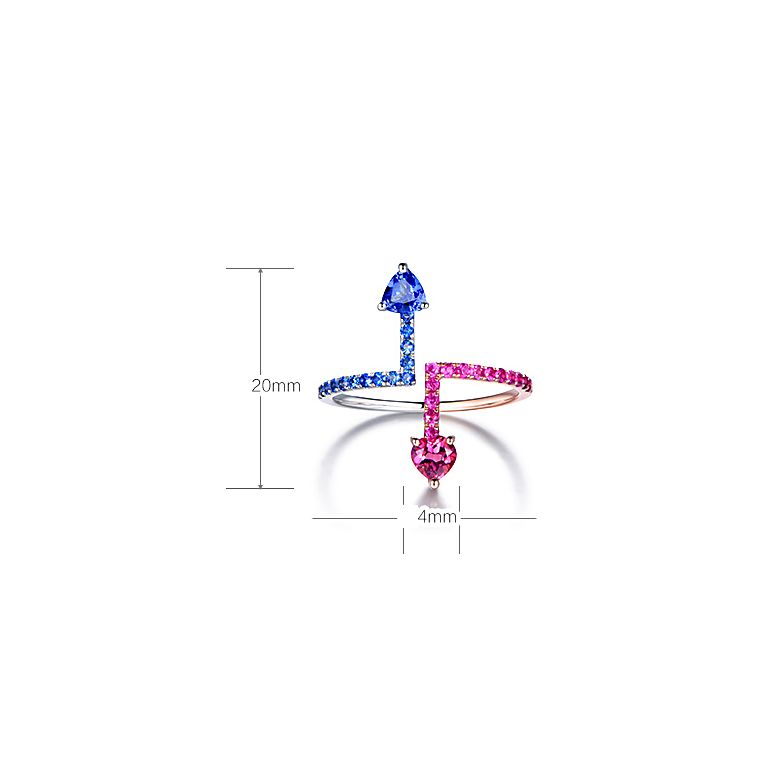 Bague Univers parallèles. Or blanc, rose et pierres précieuses - 5