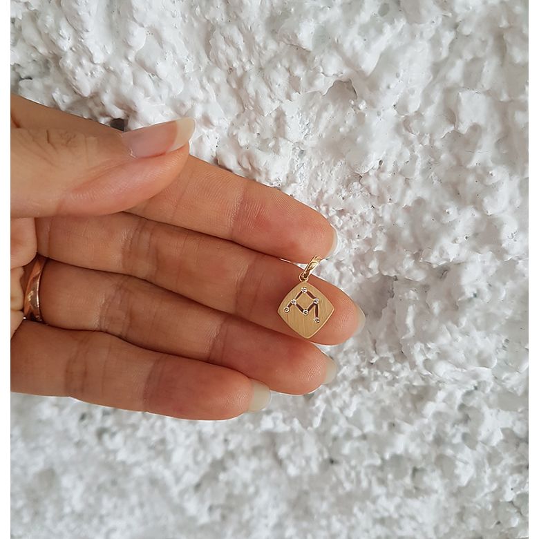 Pendentif constellation zodiacale - Signe de la balance - Or blanc - 6