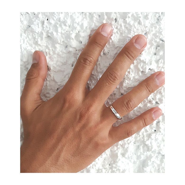 Alliance moderne Homme en Or blanc et Diamant | Ovidio - 7
