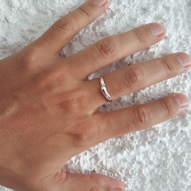 Alliance de mariage homme - Or blanc - Diamant - 2