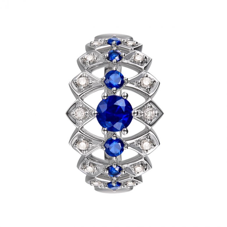 Bague Santa maria novella - Or blanc, saphir bleu & diamant - 5
