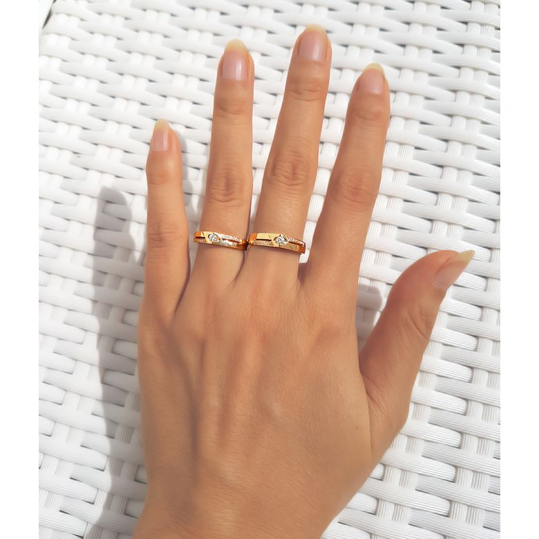Alliances Duo solitaires diamants - Alliances modernes Or jaune 18cts - 4