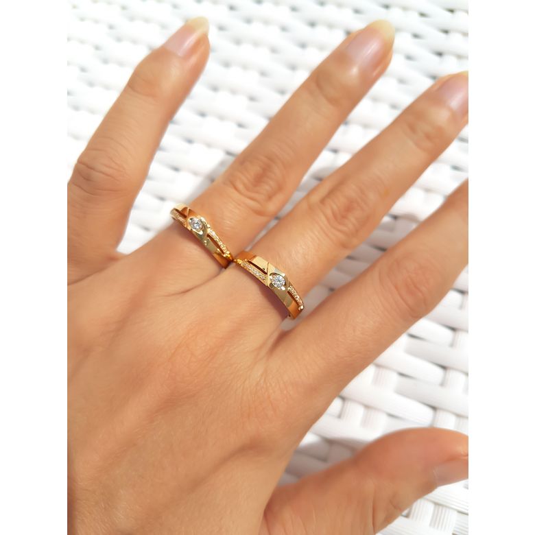 Alliances Duo solitaires diamants - Alliances modernes Or jaune 18cts - 3