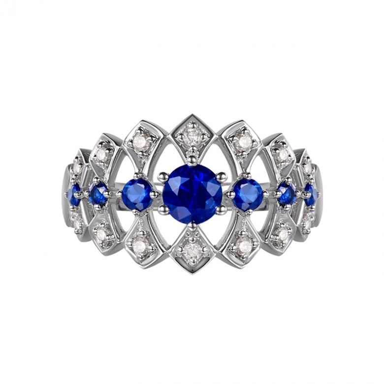 Bague Santa maria novella - Or blanc, saphir bleu & diamant - 3
