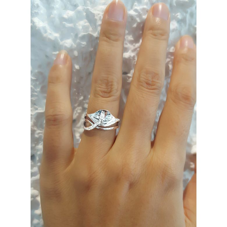 Bague or diamant - Or blanc 18 carats - Diamants 0.109ct - 6